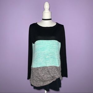 NEW Boutique Turquoise Colorblock Knit Top